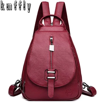 

Fashion Women Soft Leather Backpack Female Sheepskin School Backpacks For Girls Vintage Sac a Dos Shoulder Bags Casual Daypack