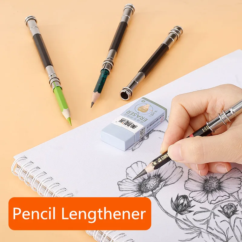 10pc Pencil lengthener Metal double-ended sketch pencil lengthening 13 cm PENCIL-HOLDER stainless steel pencil case