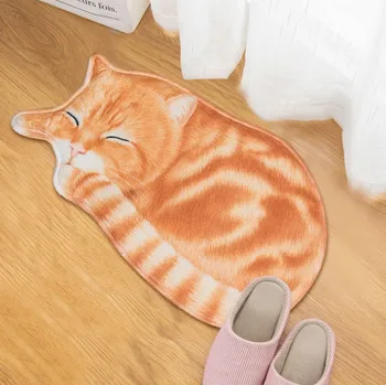 

New High quality handmade cat shape washable carpet short hair cat mat cartoon cat art rug Kitchen Floor Mats Welcome Doormat