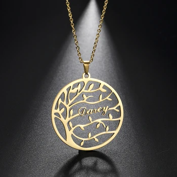 

Sipuris Custom Name Necklace Tree of Life Stainless Steel Name Letter Necklace for Women Family Couple Personalized Jewelry Gift