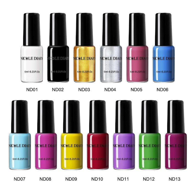 NICOLE DIARY 6ml Stamping Nail Polish Black White Nail Art Printing Varnish Stamp for Nails Hybrid Nail Polish Lacquers 3