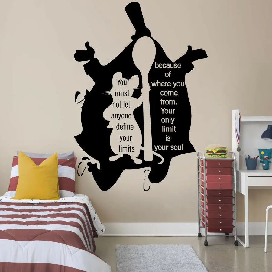 cheap Ratatouille Silhouette Wall Decals Cartoon Life Quote Lettering Kids Bedroom Nursery Interior Decor Vinyl Window Stickers Q361