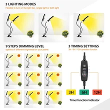 50 Вт Диммируемый светодиодный светильник для выращивания с двумя головками, лампа для настройки времени для внутреннего использования, зажим для растений, супер яркий