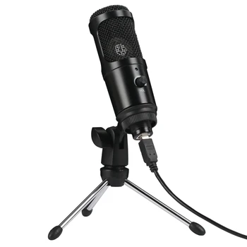

Desktop USB Microphone with Tripod Stand for Laptop Computer Games Live Broadcast Recording Condenser Microphone Plug and Play