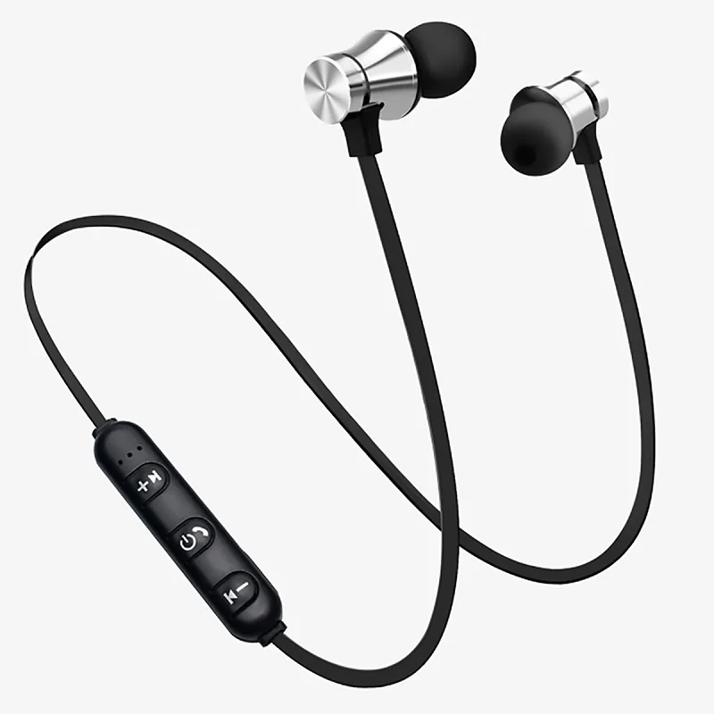 Магнитные беспроводные Bluetooth наушники стерео спортивные водонепроницаемые наушники-вкладыши гарнитура с микрофоном для iPhone samsung Xiaomi - Color: Silver