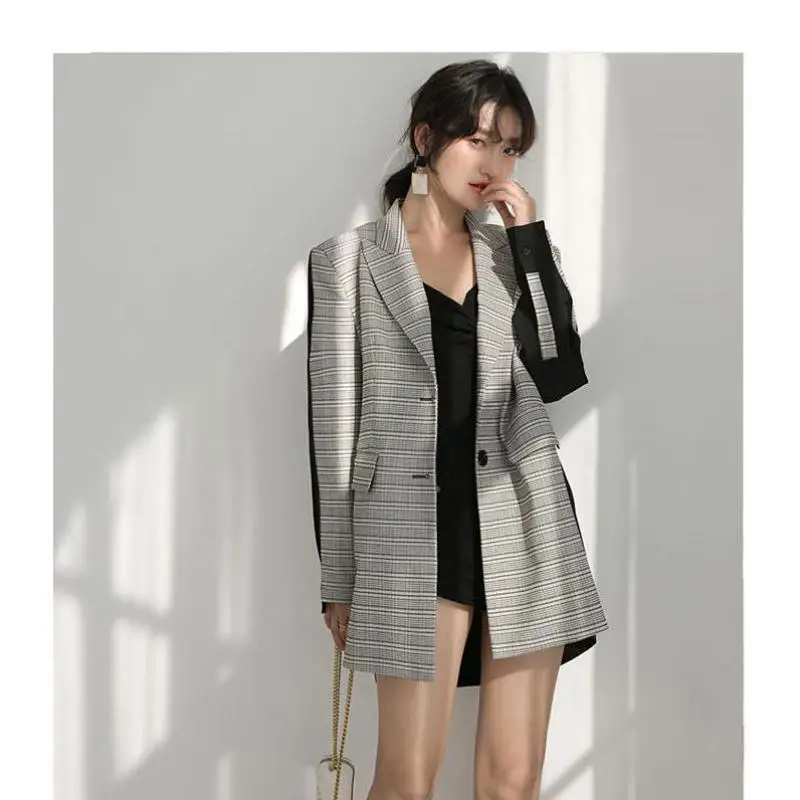 

Z-ZOUX Women Blazer Patchwork Plaid Womens Blazer Coat Single Breasted Long Sleeve Female Jacket Women's Slim Suit Jacket Autumn