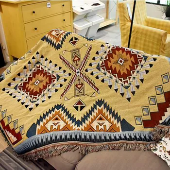 

Northern European-Style Knitted Blanket Indian Blanket Decorative Blanket Retro Multi-Purpose Blanket National Style