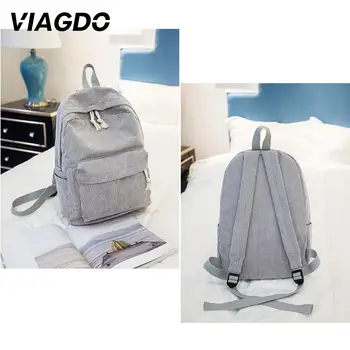 

Travel Backpack Leisure Bag Girls Teenagers Outdoor Corduroy Soft Fabric Large Capacity