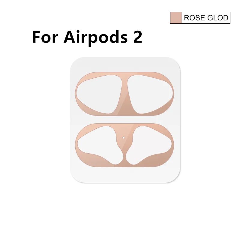 rose for airpods 2 Защита от пыли для Apple Airpods Bluetooth наушники металлические для Airpods 2 Air Pods беспроводные наушники зарядная коробка защита от пыли - Цвет: rose for airpods 2