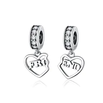 

Hot 2 pcs Friendship Pendant Charm fit for Women Bracelet and Necklace 925 Sterling Silver Jewelry Gifts for Friends SCC1230