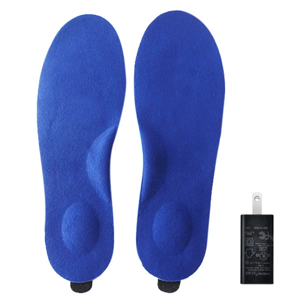 Blue US 1 пара, походный пульт дистанционного управления, для ног, для сохранения тепла, с электрическим подогревом, стелька, зимняя, теплая, usb зарядка, тепловая подкладка, мягкий ворс, коврик - Цвет: Blue US