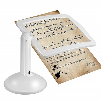 

Led Magnifier Screen the Old Reading Helper Magnifying Glass White Self Stand Rotate Reading Magnifier with Light
