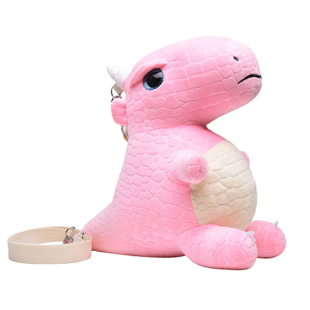 Pink Dinosaur Мультяшный плюшевый рюкзак, милые фруктовые животные, детские мягкие плюшевые игрушки, детская сумка через плечо, Студенческая сумка для детей, подарок на день рождения, Kawaii - Цвет: Pink Dinosaur