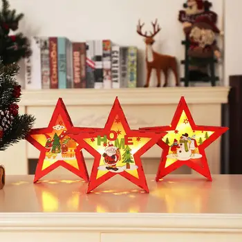 

LED Lights Christmas Tree Decoration Wooden Night Lights Hanging Ornaments For Home Christmas Party Xmas Gift