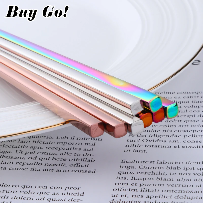 1 pair Sushi Chopsticks 304 stainless steel Food Grade Square Chinese Silver Metal Chopstick Reusable Chop Stick Kitchen Tools
