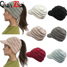QianBei, 6 цветов, Модная вязаная женская зимняя женская шапка, утолщенная теплая Женская эластичная шапка