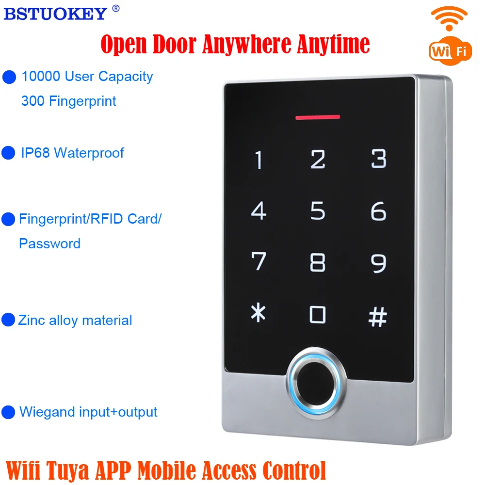 Serrure de porte intelligente par empreinte digitale, wi-fi, application Tuya, clavier à mot de passe tactile, carte RFID étanche, système de contrôle d'accès