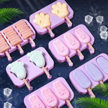 

Silicone Popsicle Molds with Lid Homemade Food Grade Silicone Ice cream bar Molds Maker With Popsicle Sticks DIY Popsicle Molds