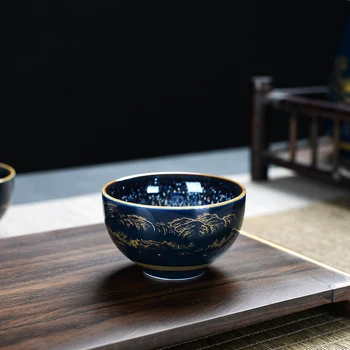 

Black Mini Tea Cups China Porcelain Handmade Japanese Style Ceramic Tea Bowl Home Jogo De Cha Retro Kitchen Supplies EA60CB