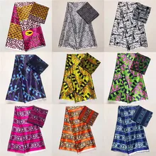 Imitated Silk Fabric Pagne African Print Fabric 4+2 yds African Fabric Wholesale Nigerian Ankara Fabrics Africain Tissu Wax