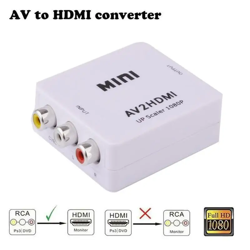 Hdmi к Rca Av Cvbs компонентный конвертер Scaler 1080p адаптер кабель коробка для Monito L/r видео Hdmi2av Hd Поддержка Ntsc Pal