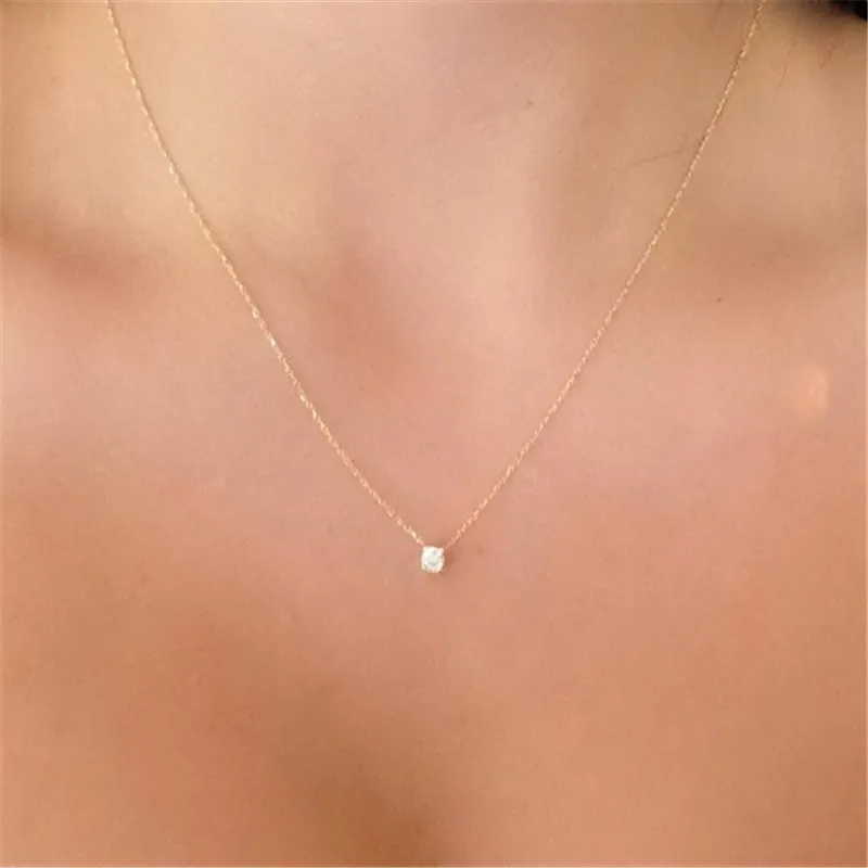 Gold Diamond Necklace / Delicate 
