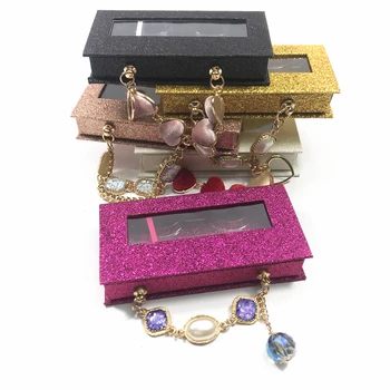 

wholesales New Crystal handle false eyelash packaging box lash boxes packaging custom logo mink eyelashes magnetic square case
