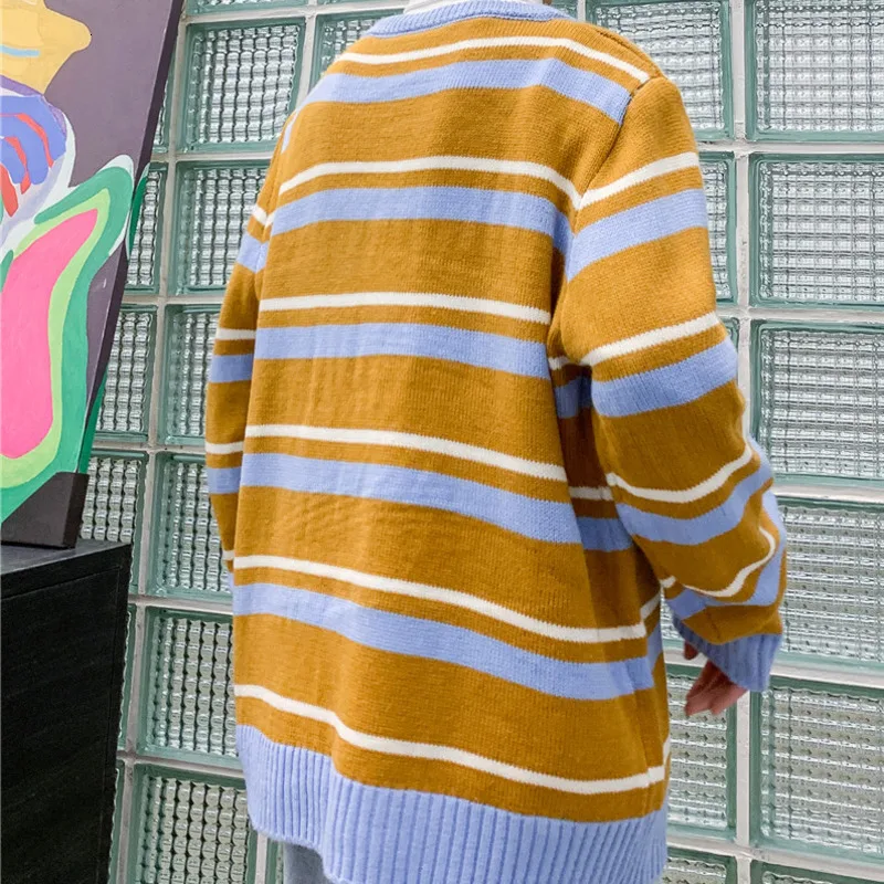 Winter Striped Sweater Men Warm Fashion Contrast Color Casual Knit Sweaters Man Sweter Loose Long-sleeved Pullover Men Clothes Winter Striped Sweater Men Warm Fashion Contrast Color Casual Knit Sweaters Man Sweter Loose Long-sleeved Pullover Men Clothes