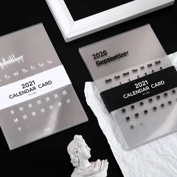 

2021 Black and White Series Transparent Calendar Card INS Style Desktop Collage Calendar Timetable Planner