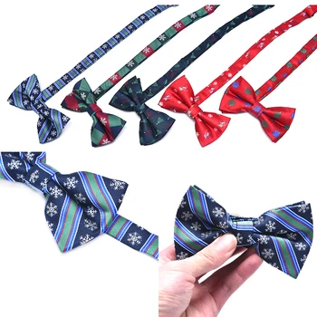 

Christmas Tree Snowflake Pattern Bow Tie For Men Bowties For Mens Wedding Party Fashion Casual Silk Bow Tie Men Gifts