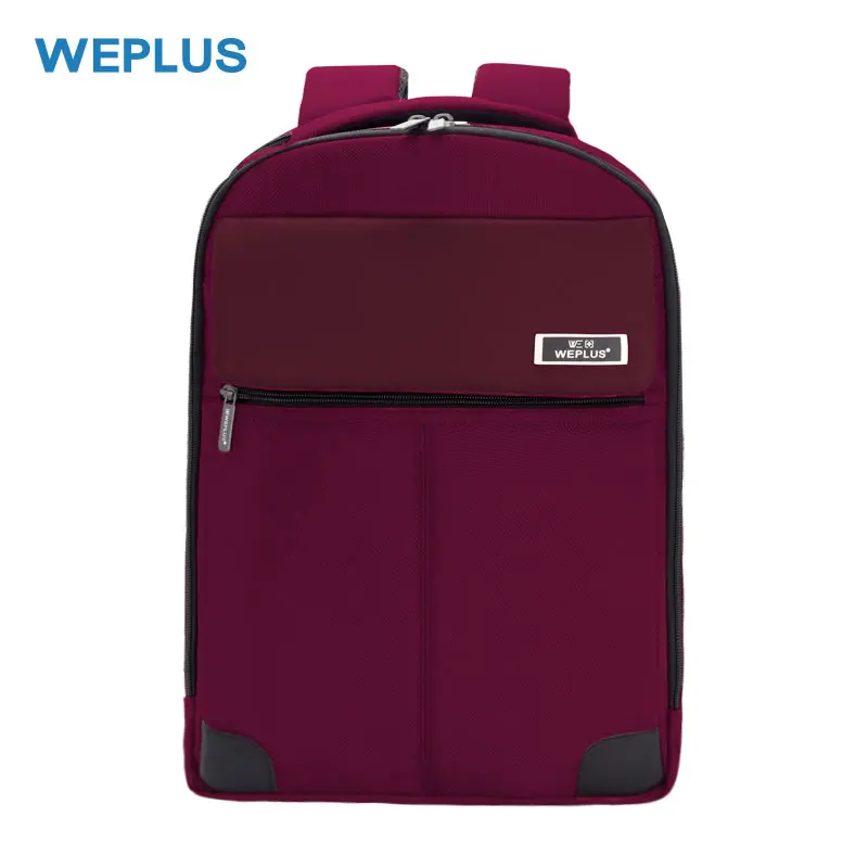 Бургундия WEPLUS, водонепроницаемый рюкзак 15,6 дюймов, рюкзаки для ноутбука, кожаный рюкзак на плечо, Женская дорожная сумка, Mochila, мужской женский рюкзак - Цвет: Бургундия