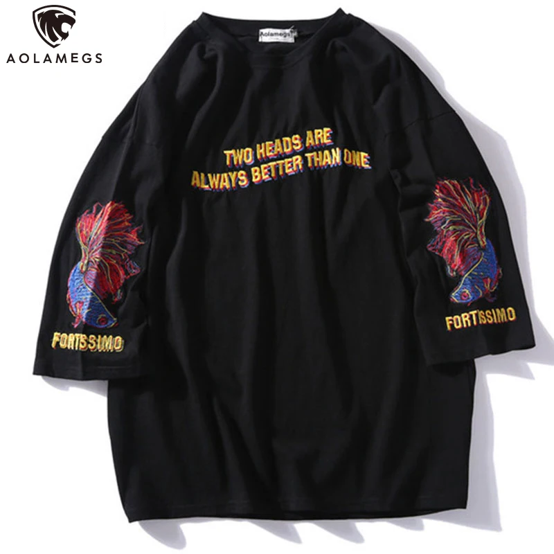 Aolamegs Мужская футболка с принтом японской рыбы, мужские футболки с круглым вырезом, футболка в стиле хип-хоп, уличная одежда, футболки, летняя мода, футболки