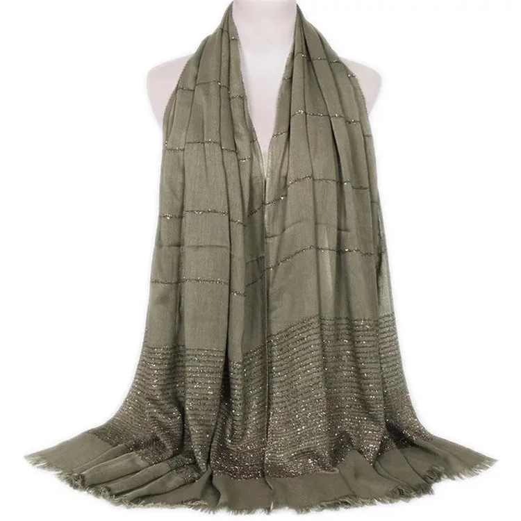 Luxury Crystal women Hi jab Scarf Striped wrap female bufanda Arab women headband