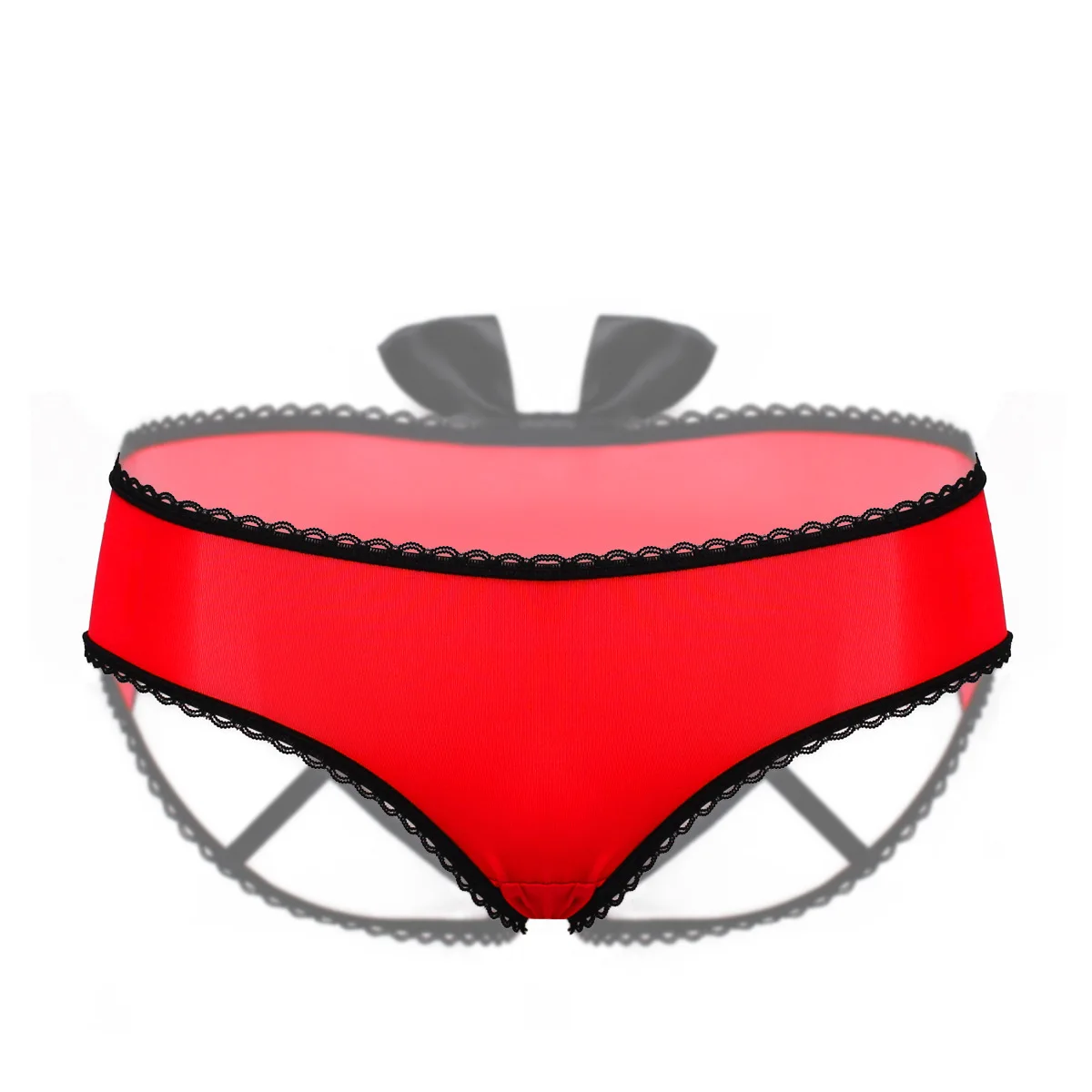 Sexy Ladies Panties Open Low Waist Bow Temptation Beautiful Hip Perspective Briefs Hollow Exposed Butt Pants Erotic Lingerie