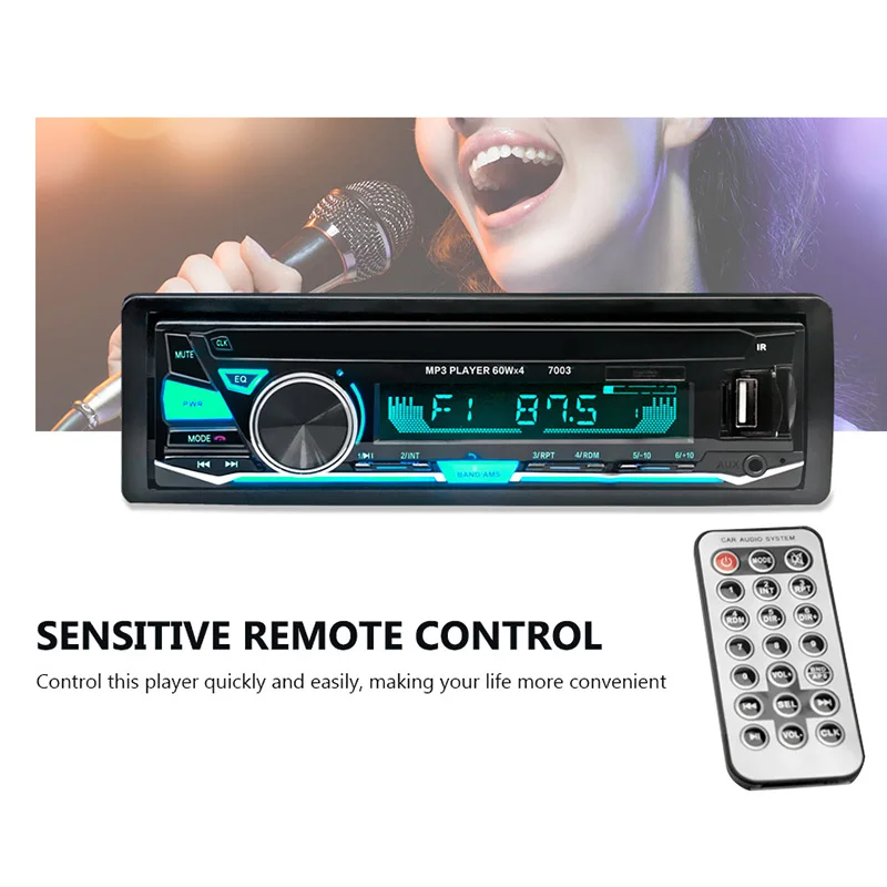 7003 Bluetooth Авто mp3-плеер мультимедийная система 87,5-108,0 МГц fm-радио с пультом дистанционного управления XQ-184