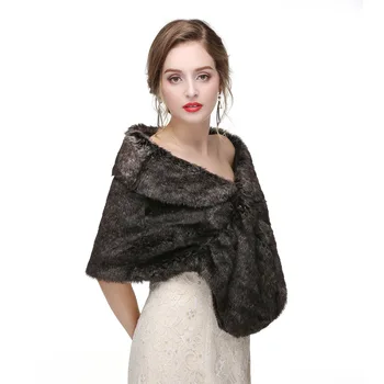 

Ladies Elegant Shawls Pure Color Temperament Fashion Imitation Fur Luxury Style Spring Autumn Party High Quality All-match Shawl