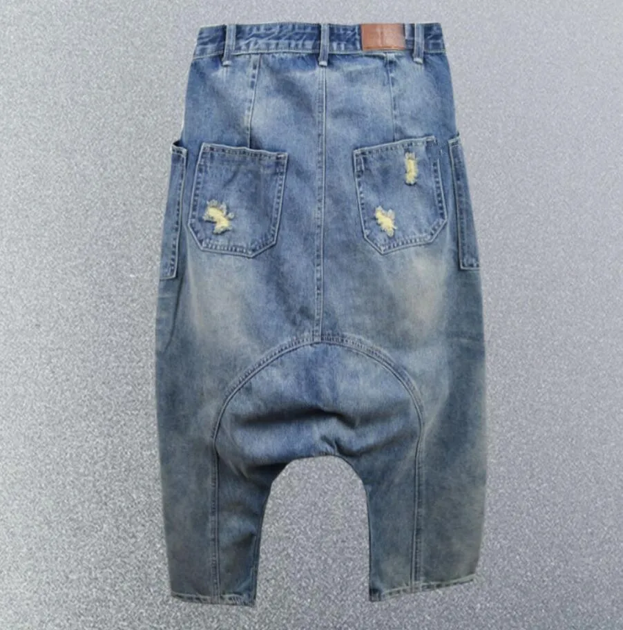 american eagle jeans Baggy Denim Cross-Pants Women New BF Style Cowboy Harem pants Female Loose Low drop Crotch Ripped Jeans streetwear q418 jeans pant