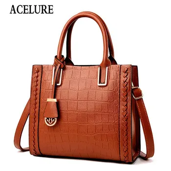 

ACELURE Vintage Fashion High Capacity Women Shoulder Bag Large Handbags Solid PU Leather Tote Bag Casual Crossbody Messenger Bag