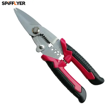 

SPIFFLYER 8 inch Multi-Tool Wire Stripper Multi-function scissors Crimper Cutter with Spring Stripping 10-22AWG