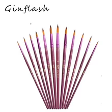 12 шт./лот нейлоновые кисти для рисования волос круглой формы для акриловых акварельных масляных красок оптом AHB032