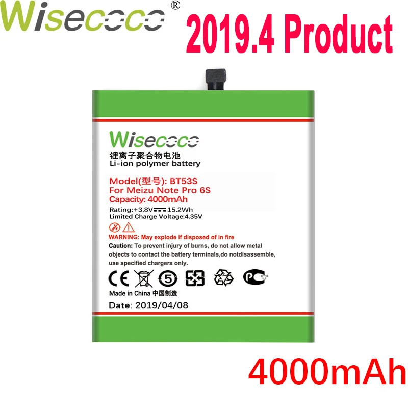 WISECOCO 4000 мАч BT53S батарея для телефона Mei zu Note Pro 6S новейшее производство высокое качество батарея с номером отслеживания