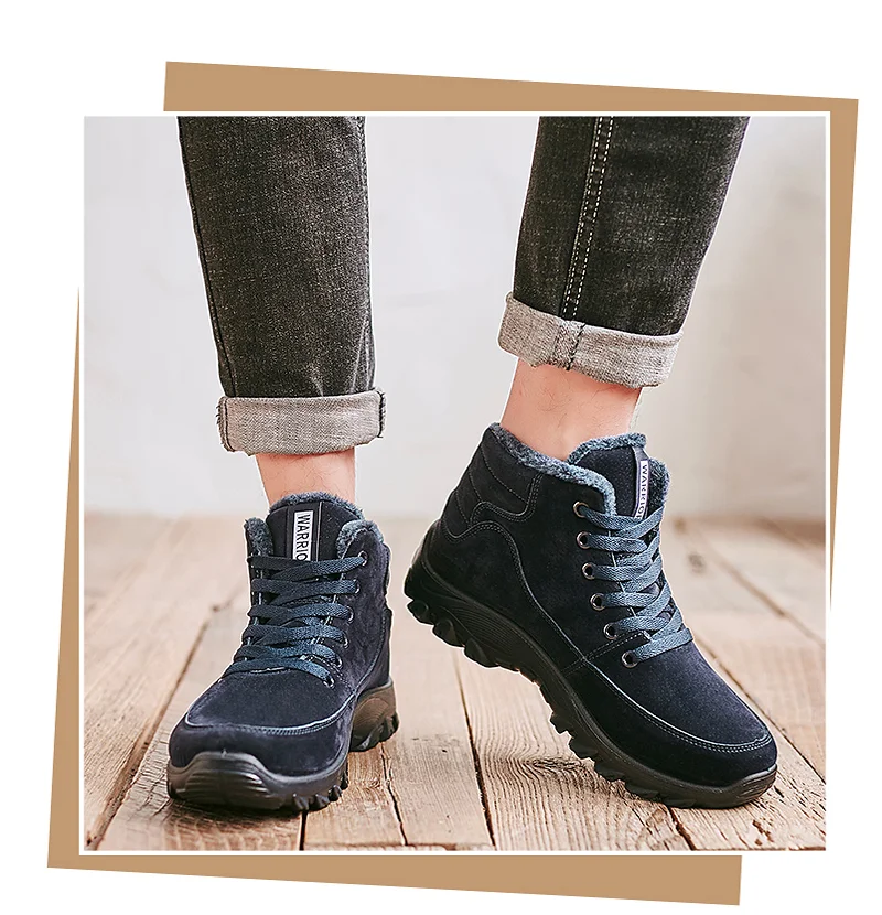 Retro Mens Fur Lined Snow Winter Warm Britsh Military Combat work Lace up Ankle Boots Casual High Top Shoes Fashion
