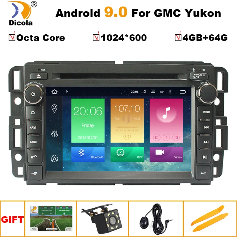 Android 9 Автомобильный CD dvd-плеер gps навигация для Jeep Grand Cherokee GMC Yukon TAHOE 2006-2012 ips экран 1080P видео головное устройство