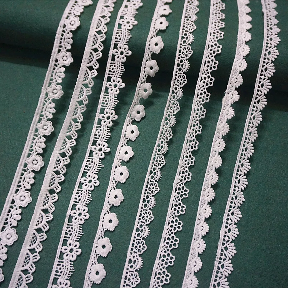 White Cotton Embroidered Lace Trim Ribbons Fabric DIY Handmade Craft Materials Sewing Clothes Apparel Accessories 5yards lace fabric,lace ribbon,lace garment accessories,lace sewing supplies,lace accessories,lace sewing accessories,cotton ribbon,clothing accessories