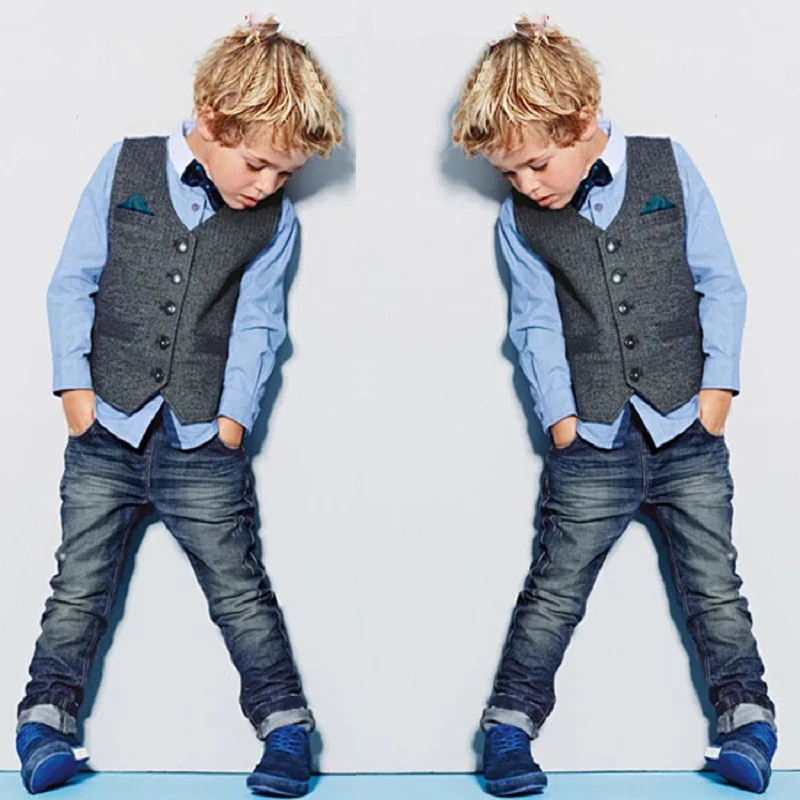 

A Generation of Fat Wholesale CHILDREN'S Suit Europe And America BOY'S Long Sleeve Gentleman Cowboy Three-piece Set CHILDREN'S S