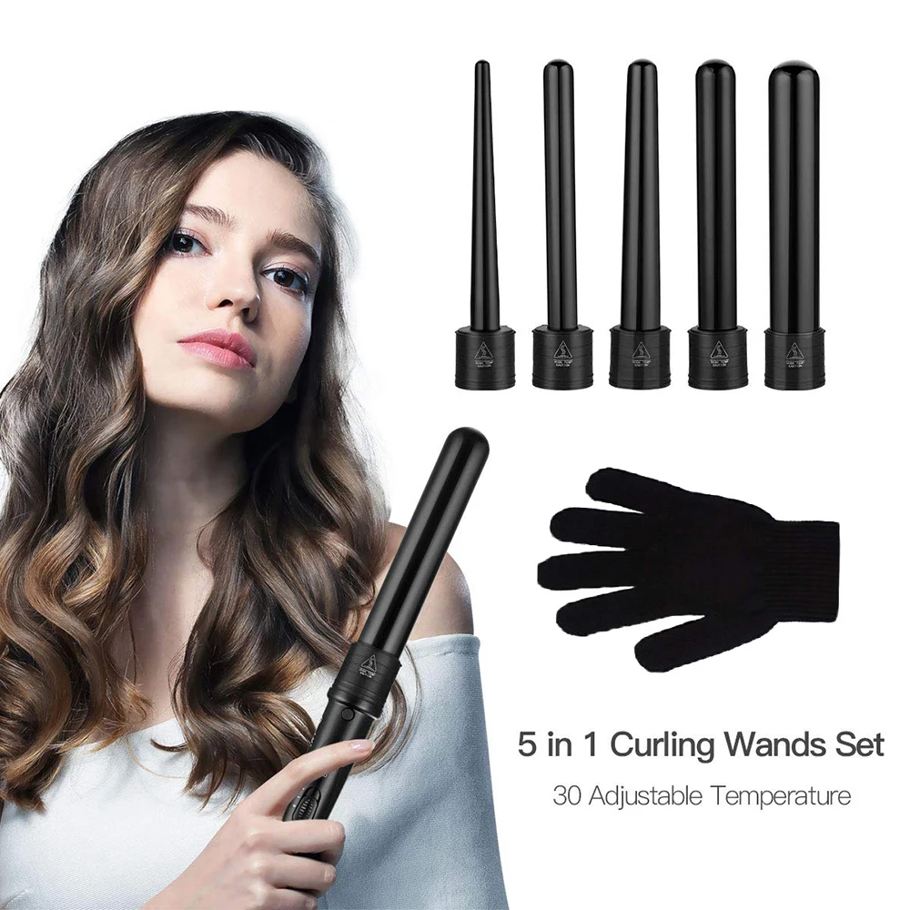 

5 in 1 9-32mm Interchangeable Curling Iron Wand Hair Crimp Corrugation Hair Styling Tools Hair Crimper Professional Hair Curler