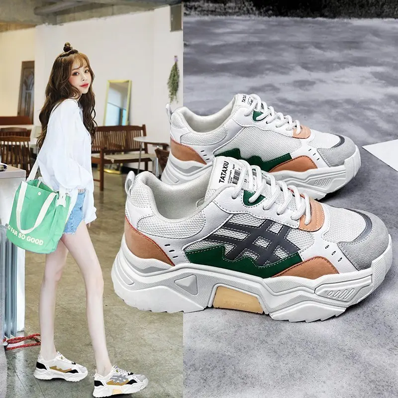 

2020 spring and summer new old shoes women thick bottom breathable mesh shoes wild candy color casual sports shoes X040