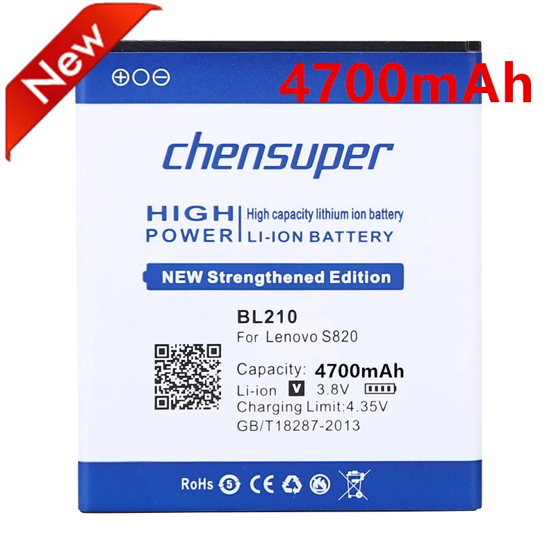 100% Оригинальные аккумуляторы chensuper 4700 мАч BL210 Аккумулятор для Lenovo S820 S820E A750E A770E A656
