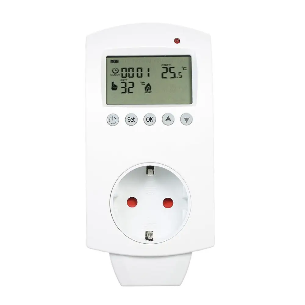 Цифровой ЖК-Программируемый Регулятор температуры, контроль кондиционера, терморегулятор, штекер термостата