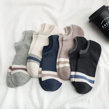 

Spring And Summer Men's Boat Socks Invisible Cotton Socks Striped College Style Solid Color Socks 2020 New Fashion